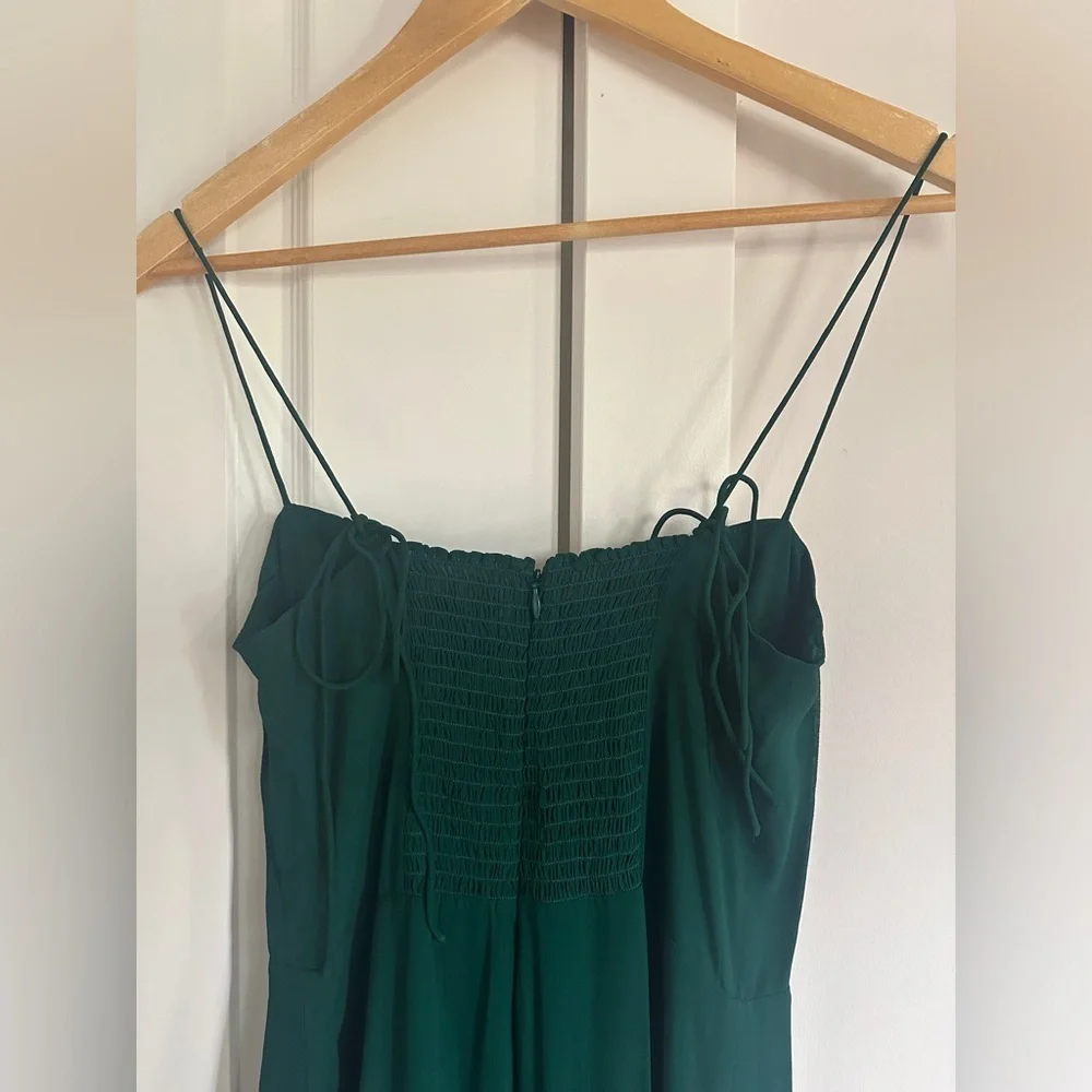 NEW Reformation Juliette Dress in Emerald Dark Green Side Slit | size 6 - Picture 9 of 11